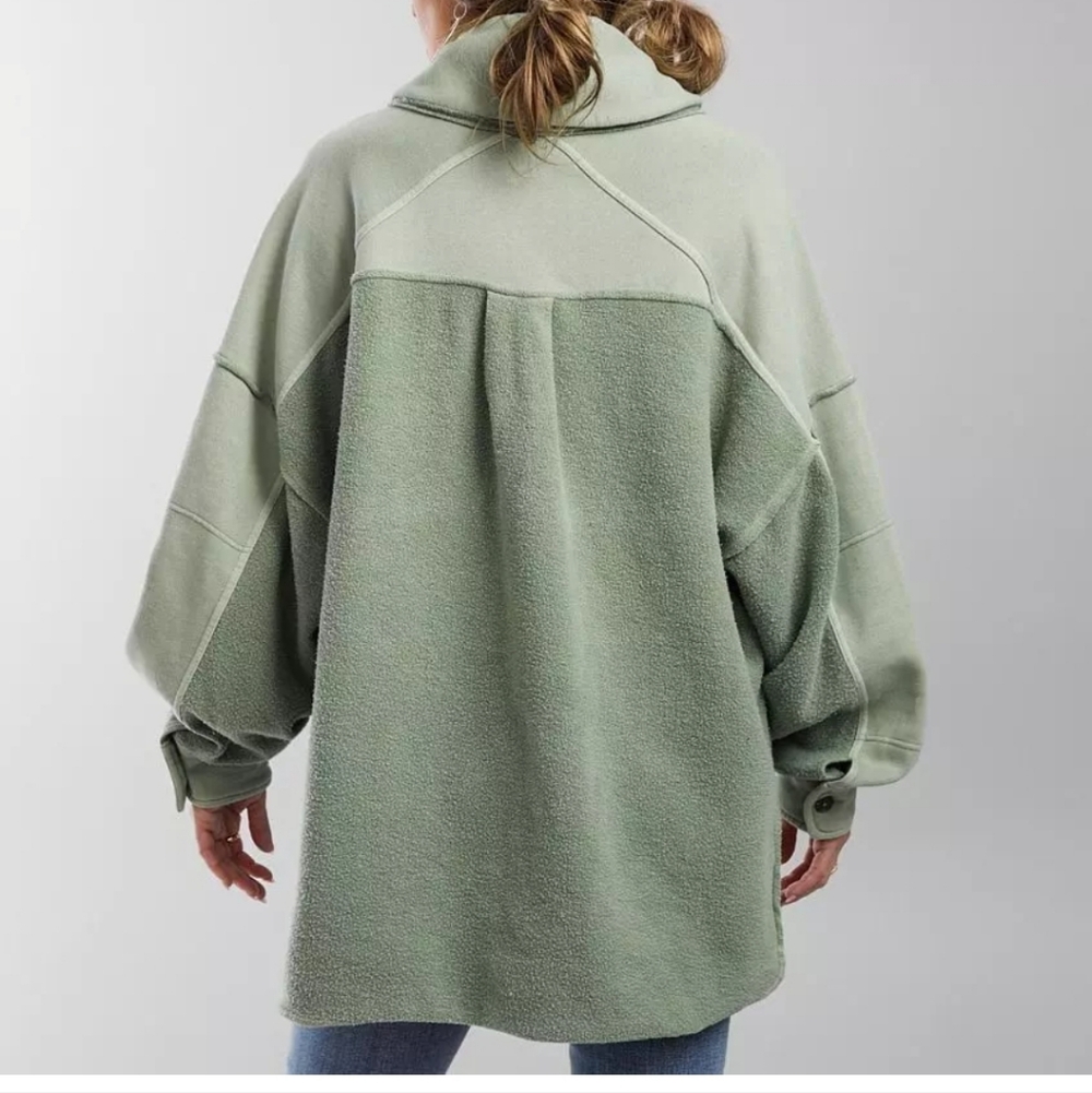 Free People Jordan Reveese Fleece Shacket Size Large - Picture 8 of 8
